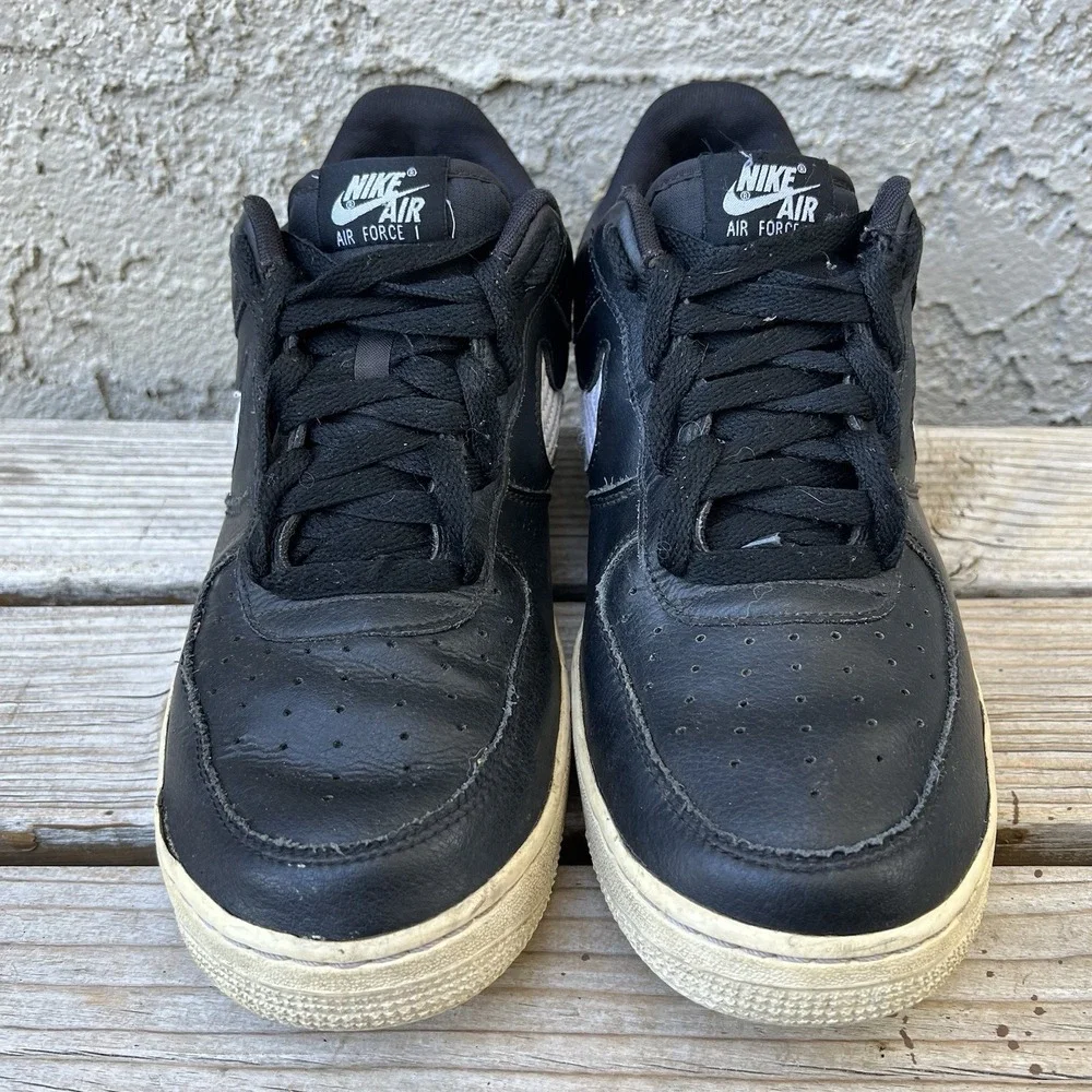 Nike Shoes Men Size 10 Air Force 1 '07 LV8 Black Woven Textile Swoosh Leather